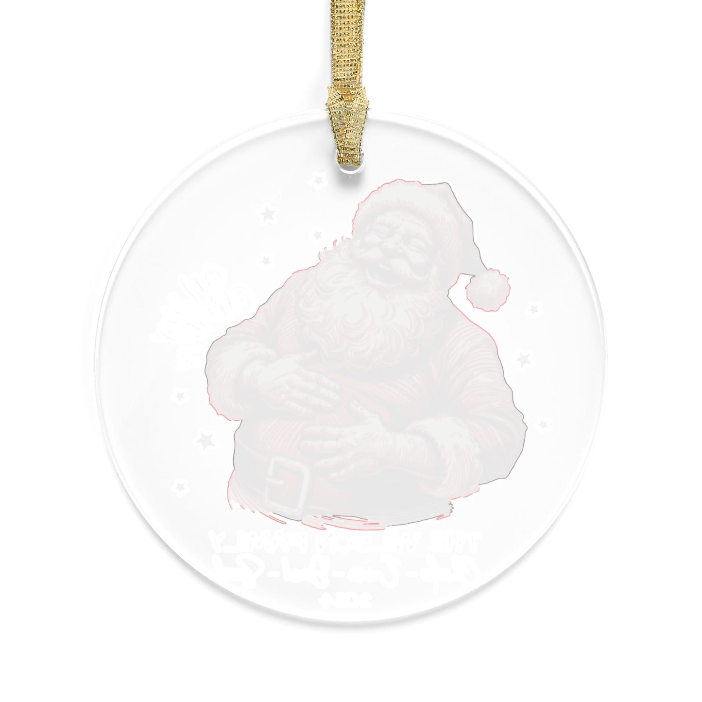 Red White Custom First Christmas as a Family of Four Acrylic Ornament 2024 with Laughing Santa Illustration (3.5inch) - Circle Shape | New Family Holiday Gift