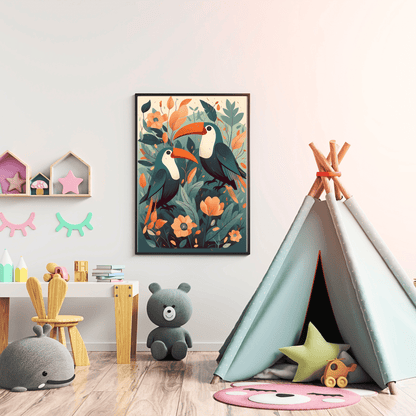 2023 Printable Modern Kids Wall Art Tropical Toucan Print Exotic Prints Unframed Digital Aesthetic Home Decor Digital Download