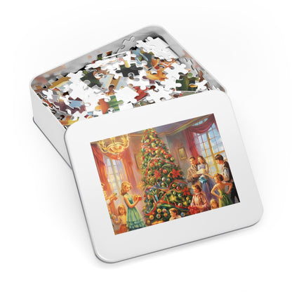 Modern Christmas Jigsaw Puzzle (1000 Pieces):Oil-Painted Home Party Scene | Custom Sizes (110-1000 Pieces) | Challenging Festive Activity | Ideal Holiday Gift | Brain Teasing Game for Kids & Adults