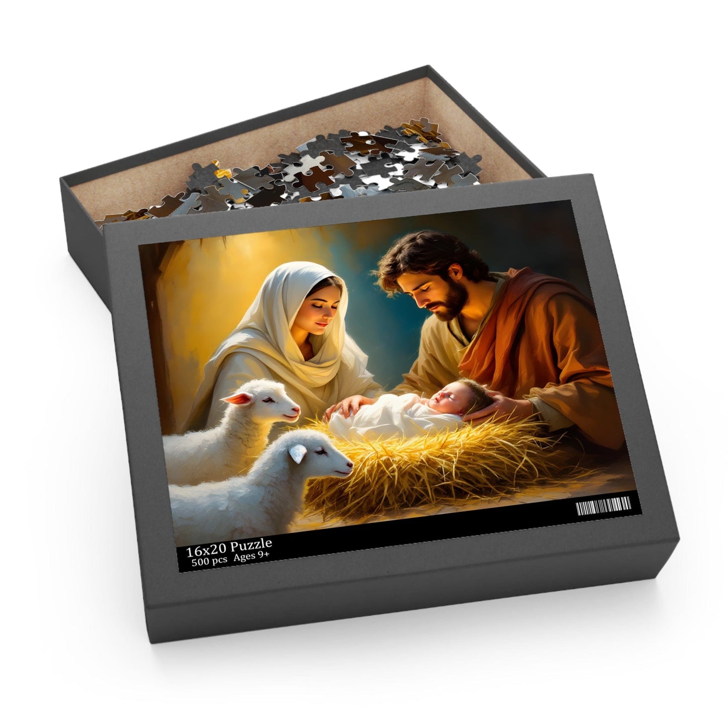 SARSARI Baby Jesus Jigsaw Puzzle (120, 252, 500 pieces) for Kids & Adult | Christmas Art Puzzles Gift | Holiday Religious Gift for Family