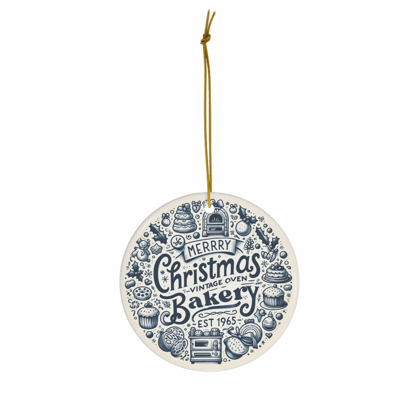 Personalized Business Christmas Ornaments 2023 3mm Round Ceramic (Four Shapes)  | Ideal for Bakery Shop & Small Business Owners | Unique New Business Gift