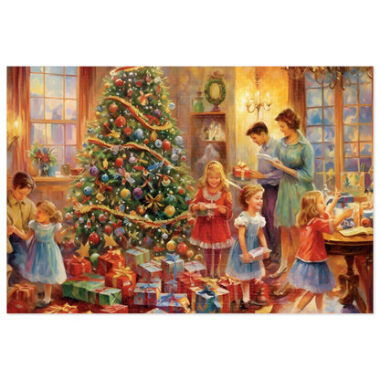 Christmas Tree Jigsaw Puzzle 1000 Piece: Family Putting Gifts Around Christmas Tree |Custom Sizes (110-1000) | Hardest Jigsaw Puzzles| Limited Edition Festive Gift | Stress-Relieving Activity for Kids & Adults