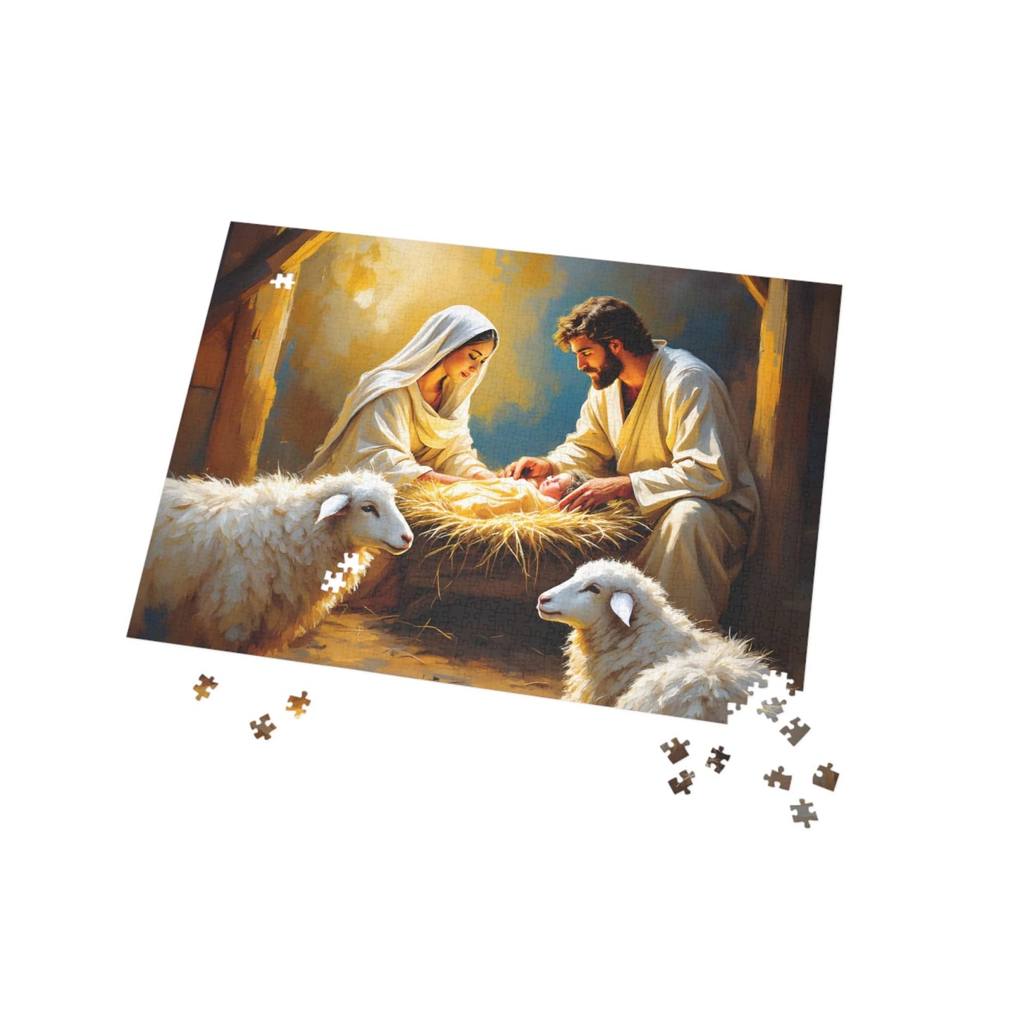 SARSARI The Nativity Puzzle (252, 500 and 1000 pieces) | Oil Painting of Jesus, Mary and Joseph | Holiday Religious Gift for Family