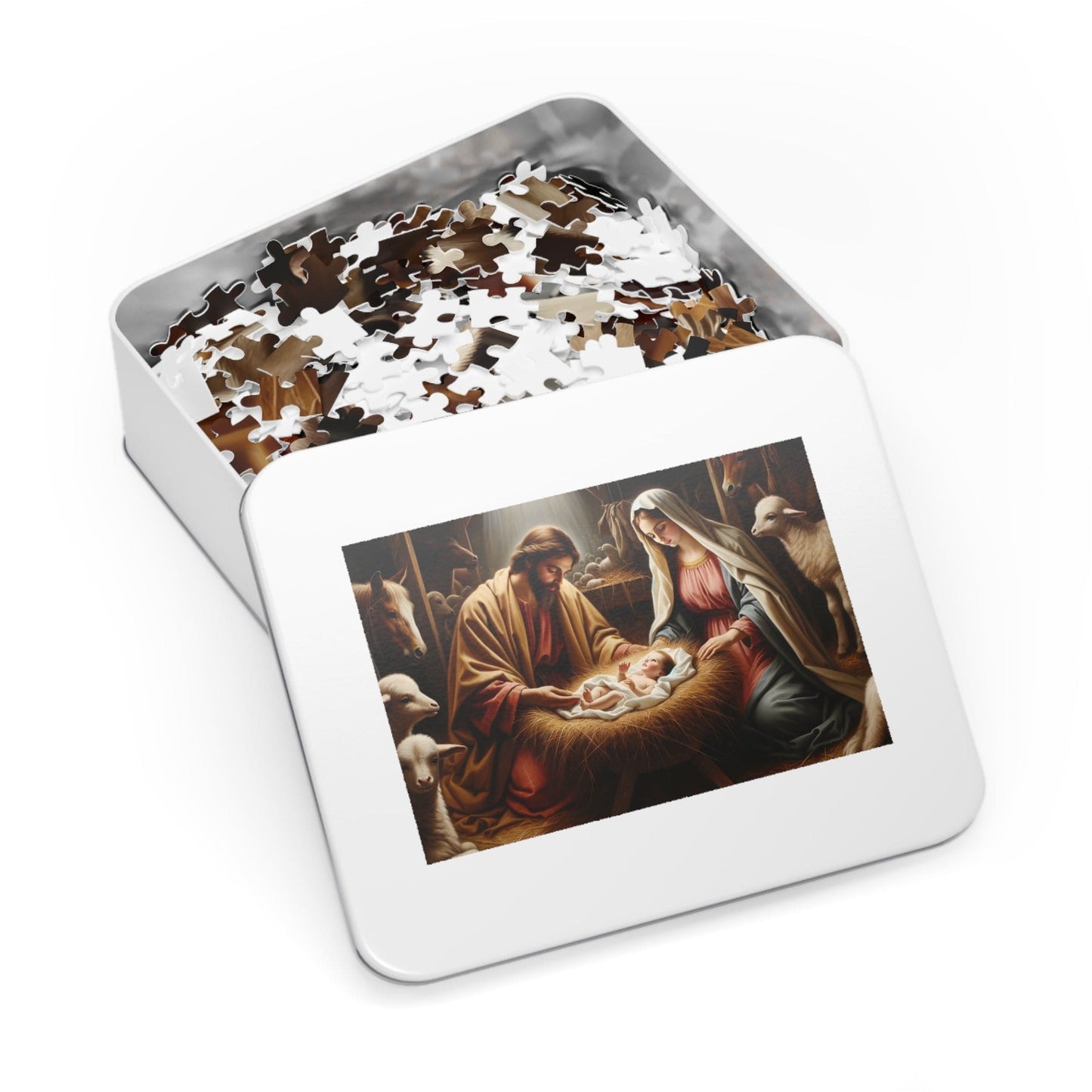 Nativity Scene Jigsaw Puzzles 110, 252, 500, 1000 piece | Oil Painting of Jesus, Mary and Joseph | Limited Edition | DIY Stress Reliever Gift