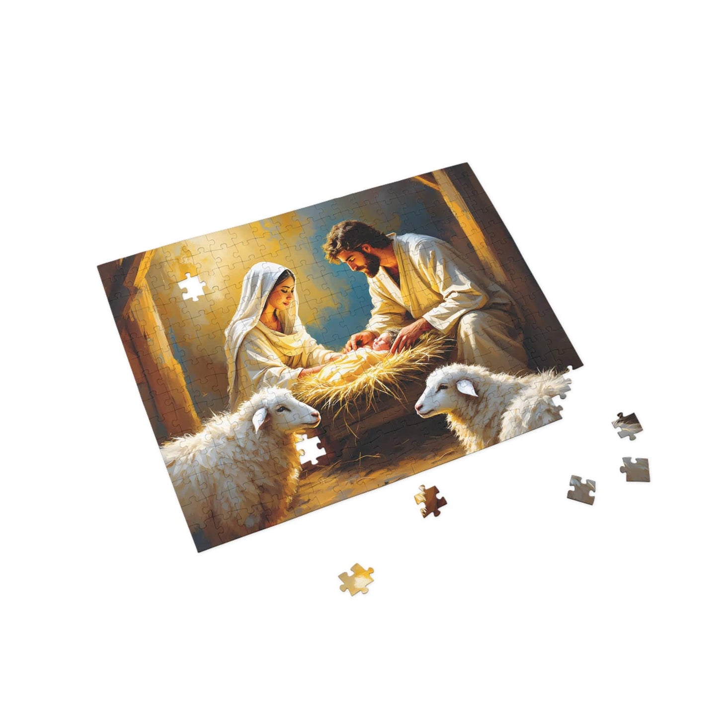 SARSARI The Nativity Puzzle (252, 500 and 1000 pieces) | Oil Painting of Jesus, Mary and Joseph | Holiday Religious Gift for Family