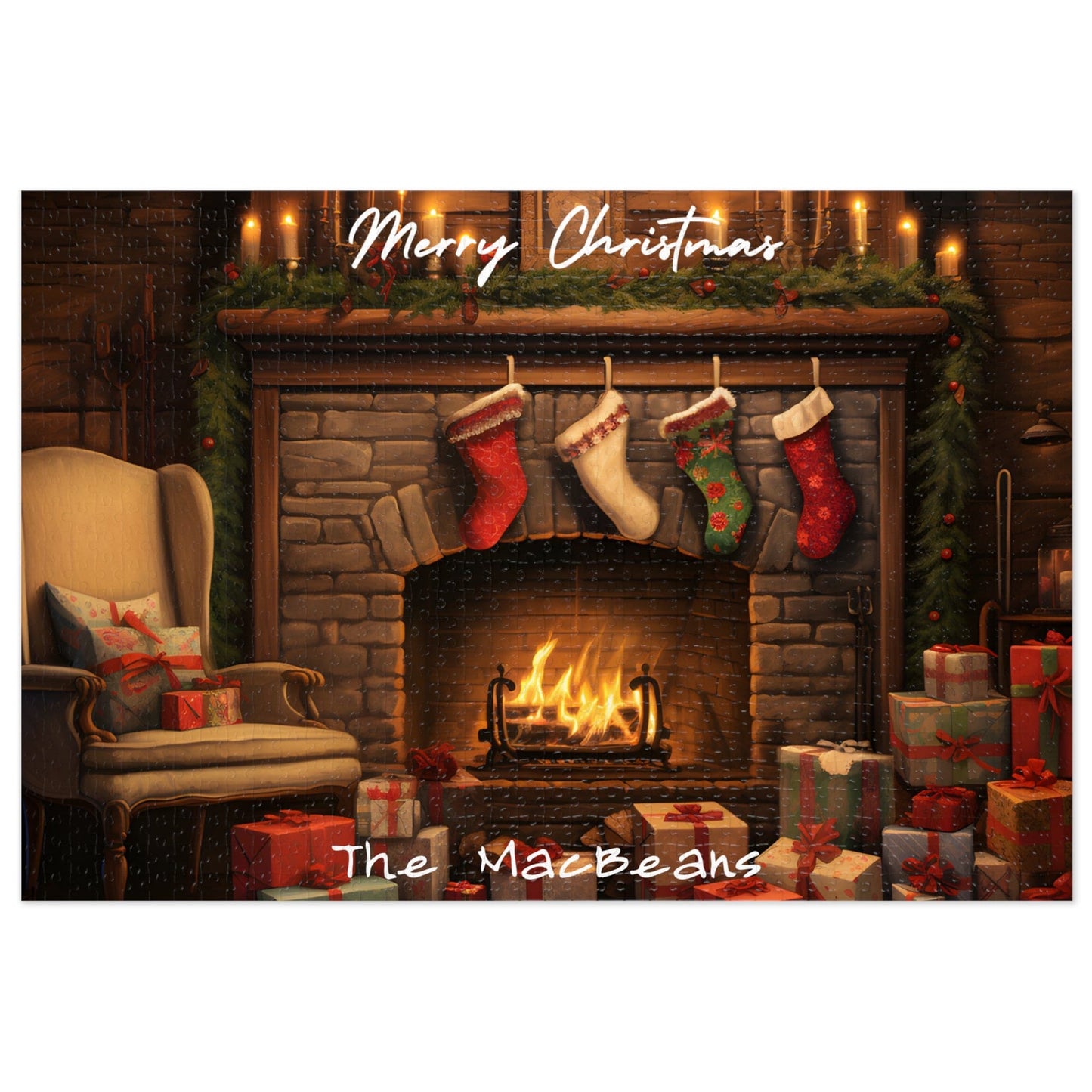 Custom Jigsaw Puzzle 1000 pieces: Cozy Fireplace Scene | Custom Text with Sizes (110-1000 Pieces) | Most Difficult Puzzle | Ideal Gift for Friends | Educational Family Activity