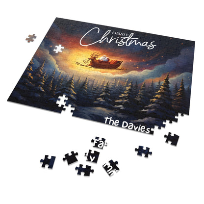 Personalized Jigsaw Puzzle 1000 pieces: Santa's Sleigh | Custom Text with Sizes (110-1000 Pieces) | Challenging Puzzle | Ideal Gift | Educational Family Activity