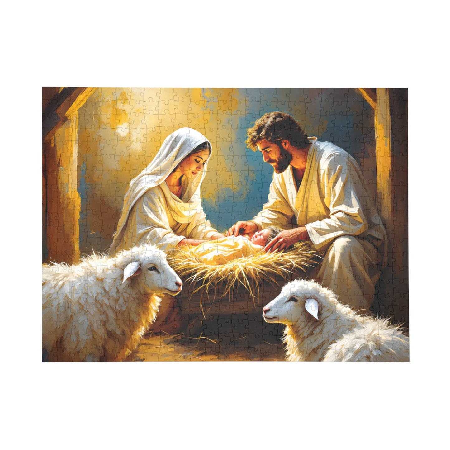 SARSARI The Nativity Puzzle (252, 500 and 1000 pieces) | Oil Painting of Jesus, Mary and Joseph | Holiday Religious Gift for Family