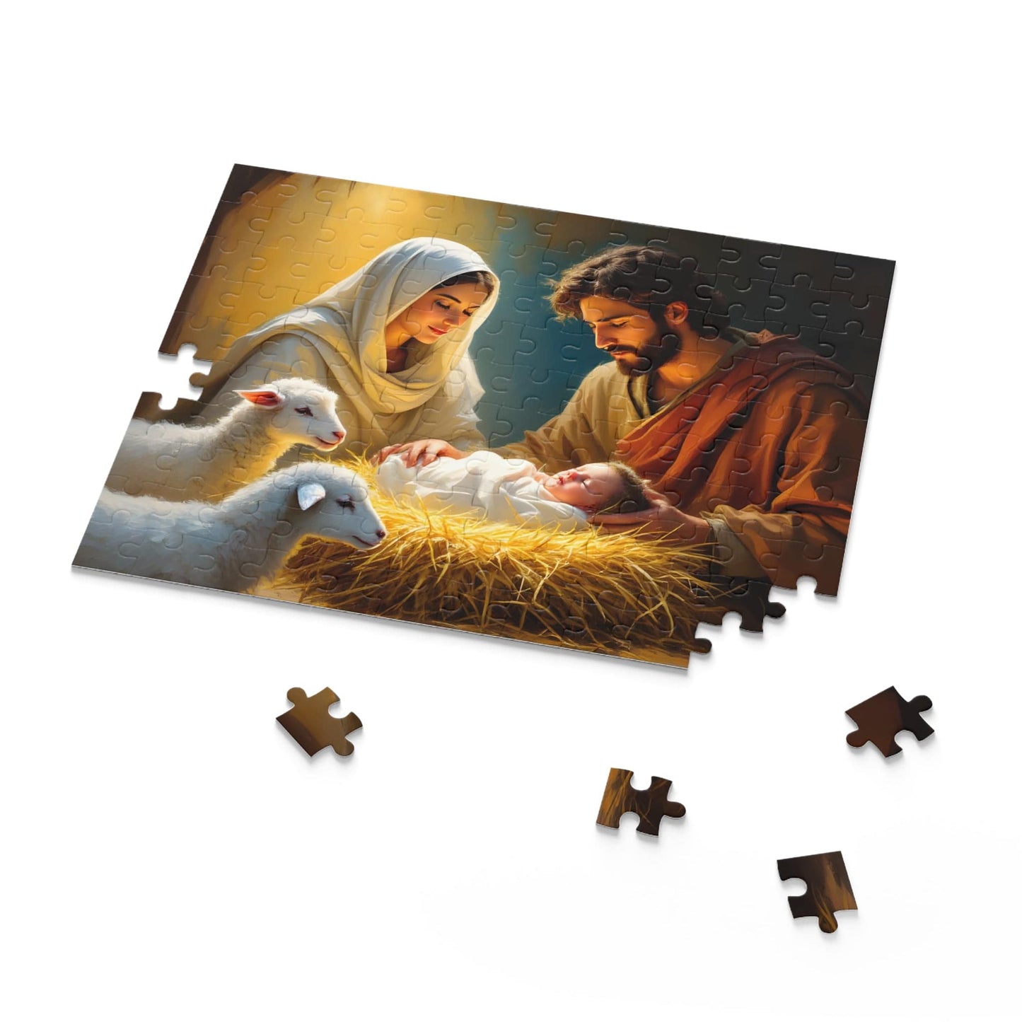 SARSARI Baby Jesus Jigsaw Puzzle (120, 252, 500 pieces) for Kids & Adult | Christmas Art Puzzles Gift | Holiday Religious Gift for Family