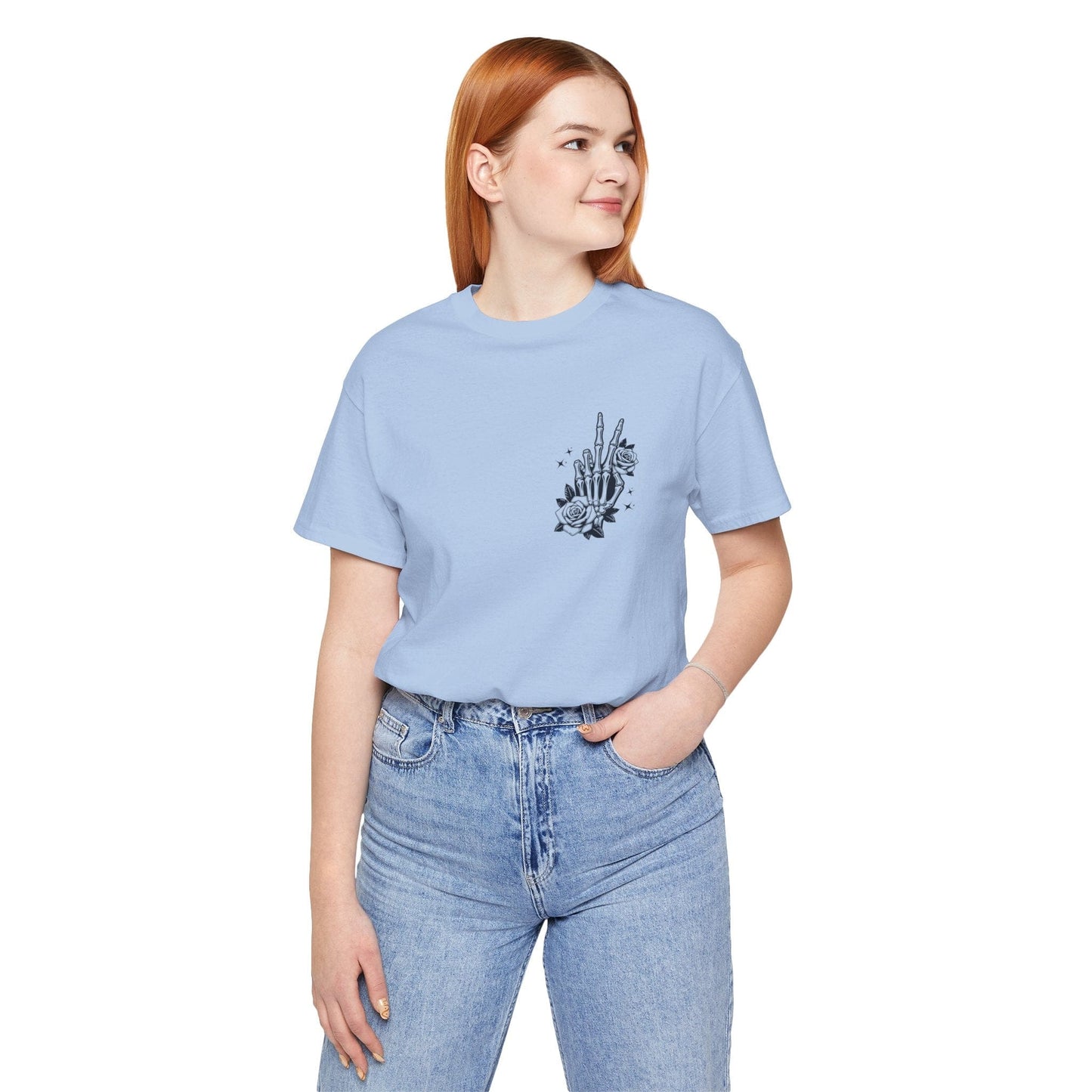 Women's Trendy Expensive Difficult and Talks Back Front and Back Design Short Sleeve Tee Shirt S-4XL - Vintage White/Baby Blue