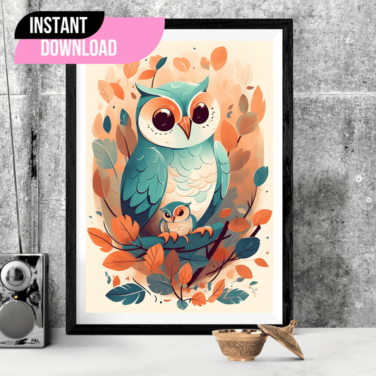 2023 Printable Modern Kids Wall Art Tropical Owl Print Exotic Prints Unframed Digital Aesthetic Home Decor Digital Download