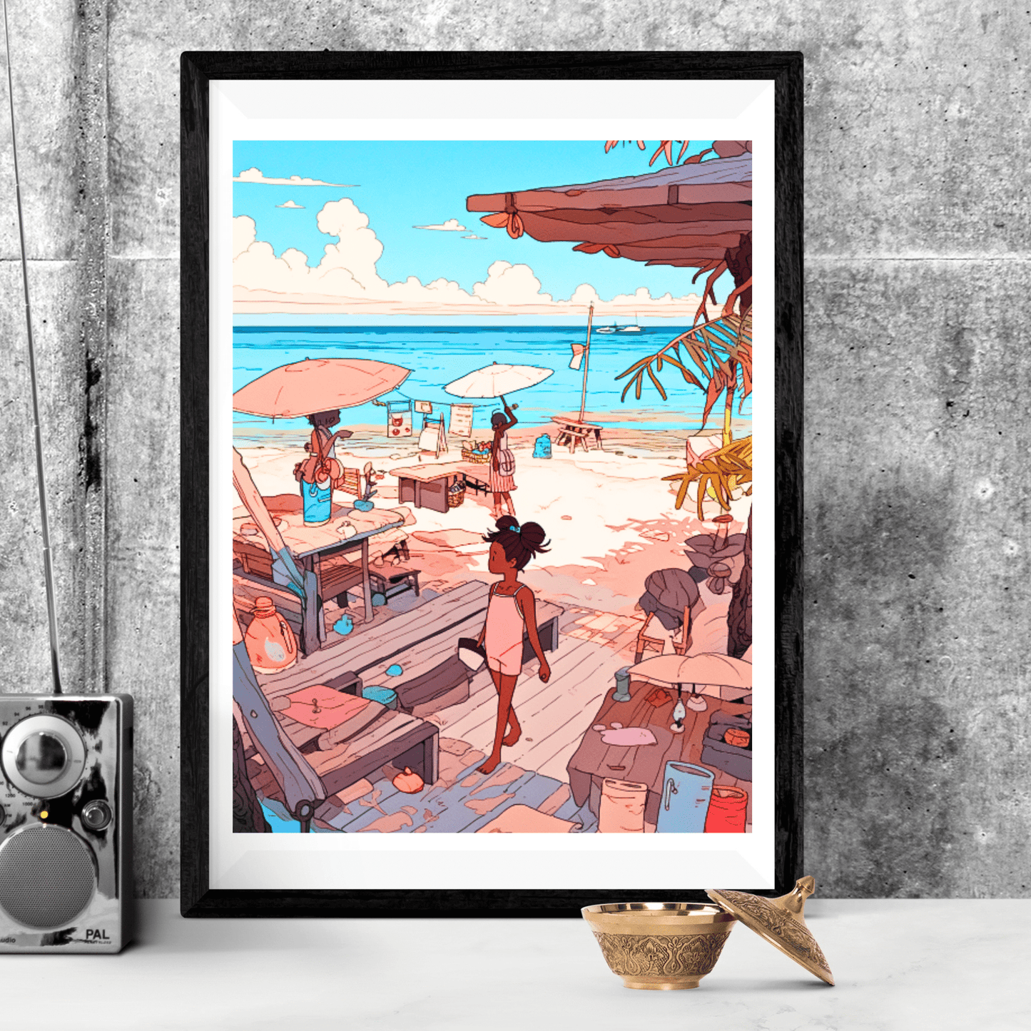 vintage beach vacation poster
