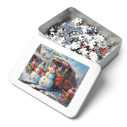 Customized Jigsaw Puzzle Gift 1000 Pieces: Snowman and Friends | Custom Text with Sizes (110-1000 Pieces) | Challenging Puzzle | Ideal Gift | Educational Family Activity