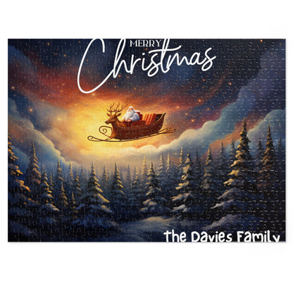 Personalized Jigsaw Puzzle 1000 pieces: Santa's Sleigh | Custom Text with Sizes (110-1000 Pieces) | Challenging Puzzle | Ideal Gift | Educational Family Activity