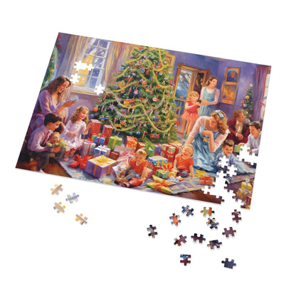 Jigsaw Puzzle Christmas Decorations (1000 Pieces): Family Around Christmas Decorations | Customizable Sizes (110-1000 Pieces) | Challenging Festive Puzzle | Ideal Holiday Gift | Educational Family Activity