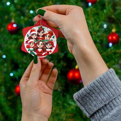 6 Person Christmas Ornament Personalized Soul Sisters 2023 3mm Round Ceramic (Four Shapes) | Group of Six with Names