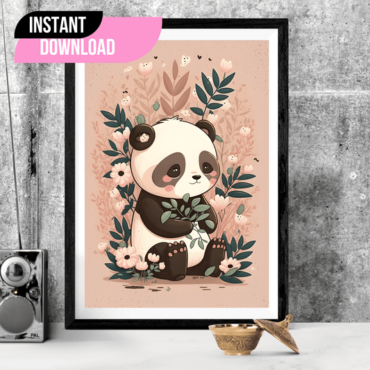 2023 Printable Modern Kids Wall Art Tropical Baby Panda Print Exotic Prints Unframed Digital Aesthetic Home Decor Digital Download
