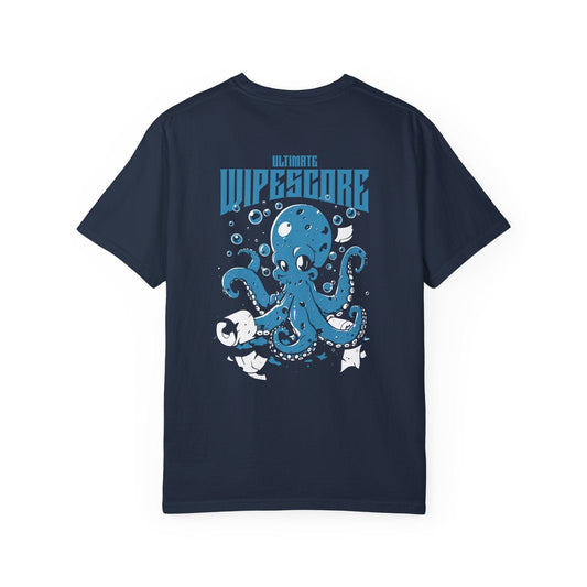 Oversized Funny Octopus Havoc Graphic Tee Back Printed Unisex - Navy/Graphite, Gift for Sea Lovers