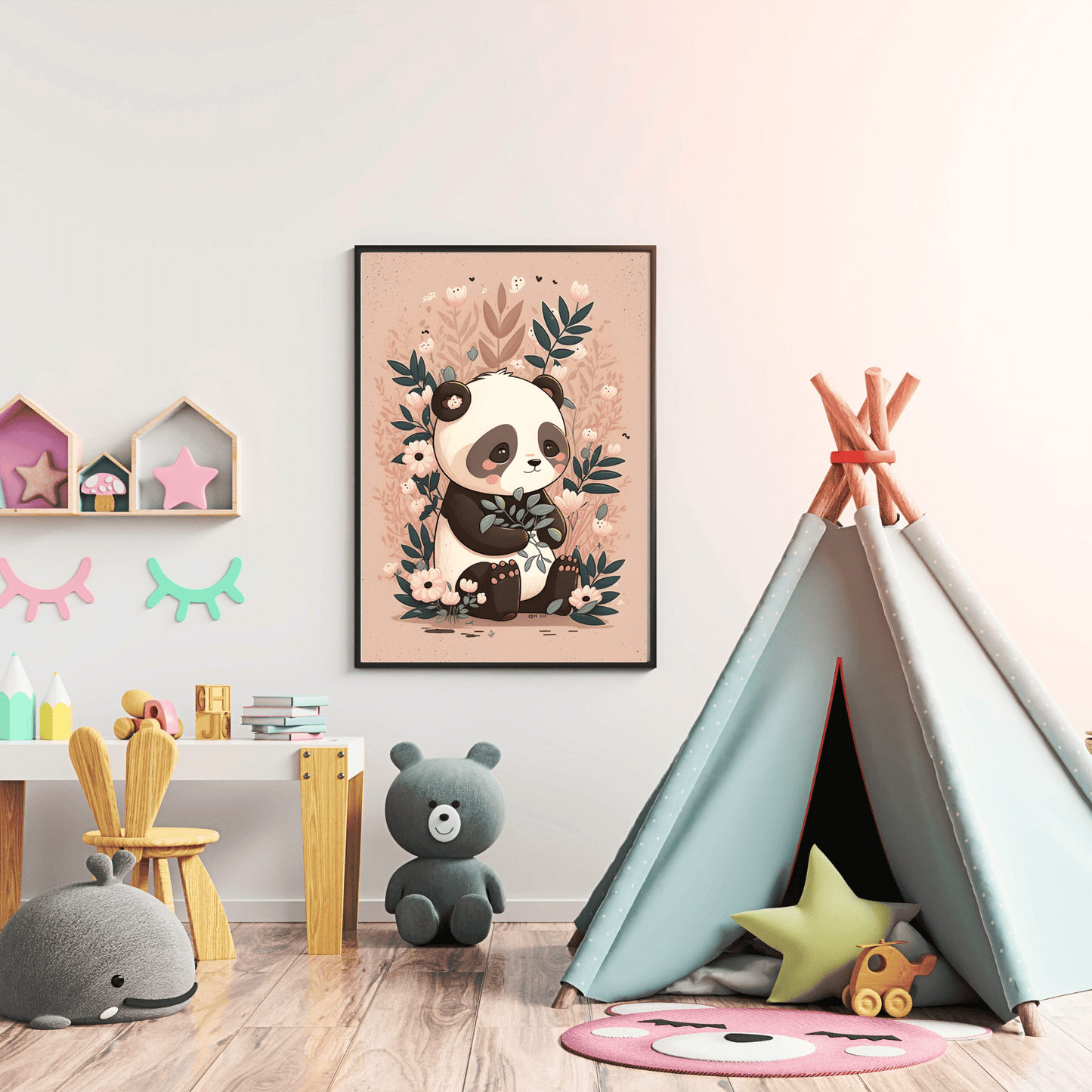 2023 Printable Modern Kids Wall Art Tropical Baby Panda Print Exotic Prints Unframed Digital Aesthetic Home Decor Digital Download