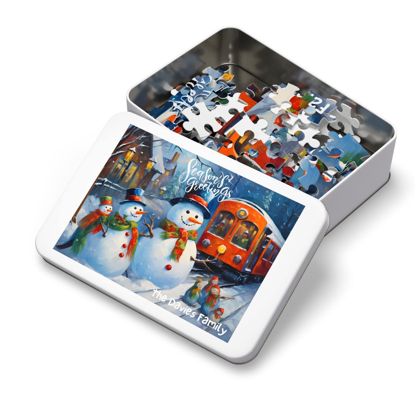 Customizable Jigsaw Puzzle Gift 1000 Pieces: Snowman Adventures | Custom Text with Sizes (110-1000 Pieces) | Challenging Puzzle | Ideal Gift | Educational Family Activity