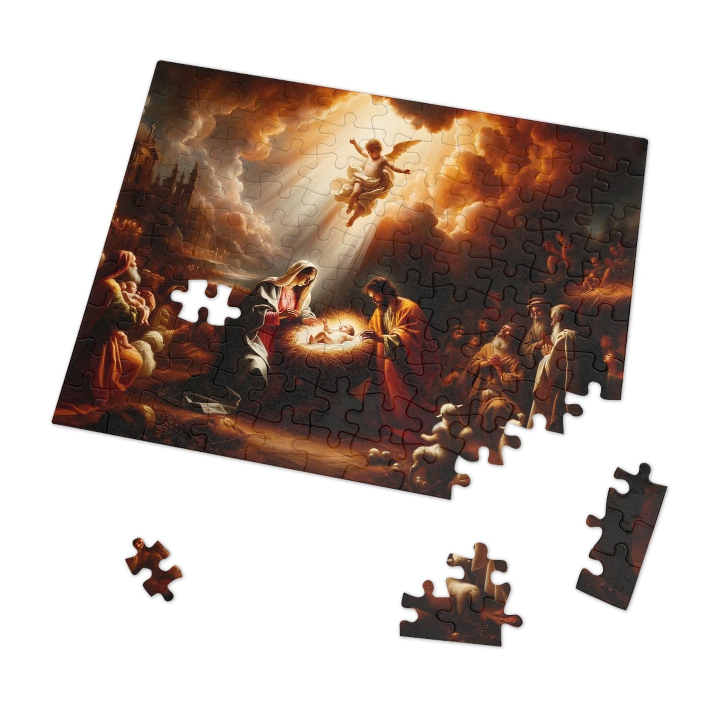 Jesus and Angels Jigsaw Puzzles | Nativity Scene Jigsaw Puzzle 110, 252, 500, 1000 piece for Christmas | Limited Edition | Religious Holy Puzzle for Adult & Kids