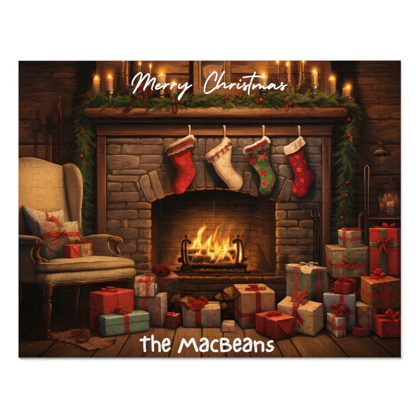 Custom Jigsaw Puzzle 1000 pieces: Cozy Fireplace Scene | Custom Text with Sizes (110-1000 Pieces) | Most Difficult Puzzle | Ideal Gift for Friends | Educational Family Activity