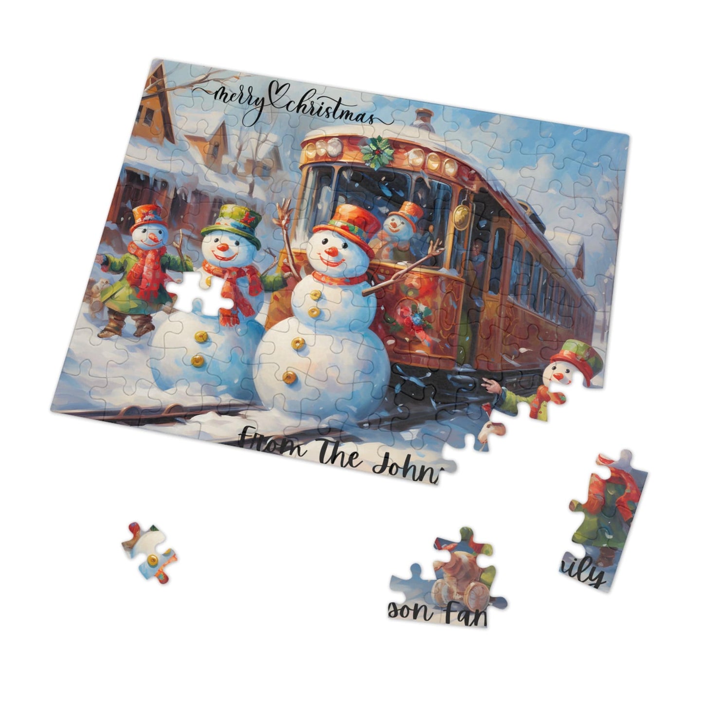 Customized Jigsaw Puzzle Gift 1000 Pieces: Snowman and Friends | Custom Text with Sizes (110-1000 Pieces) | Challenging Puzzle | Ideal Gift | Educational Family Activity