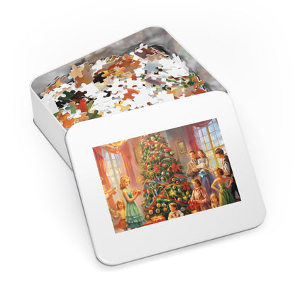 Modern Christmas Jigsaw Puzzle (1000 Pieces):Oil-Painted Home Party Scene | Custom Sizes (110-1000 Pieces) | Challenging Festive Activity | Ideal Holiday Gift | Brain Teasing Game for Kids & Adults