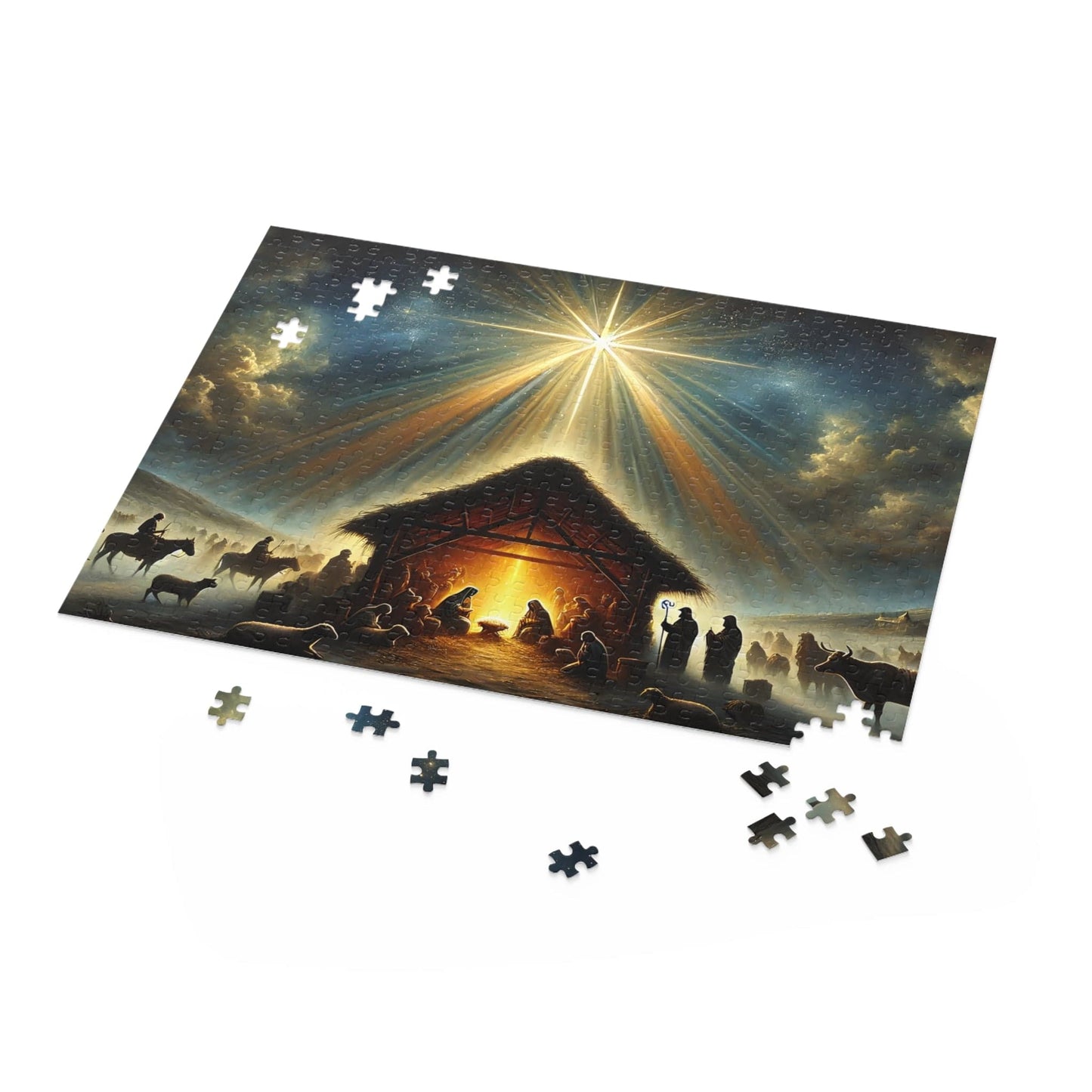 SARSARI Miracle in Bethlehem Jesus Jigsaw Puzzle Games (120, 252, 500 pieces) for Adults | Educational Brain Toys | Holiday Religious Gift for Family