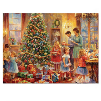 Christmas Tree Jigsaw Puzzle 1000 Piece: Family Putting Gifts Around Christmas Tree |Custom Sizes (110-1000) | Hardest Jigsaw Puzzles| Limited Edition Festive Gift | Stress-Relieving Activity for Kids & Adults