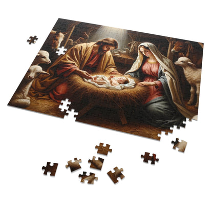 Nativity Scene Jigsaw Puzzles 110, 252, 500, 1000 piece | Oil Painting of Jesus, Mary and Joseph | Limited Edition | DIY Stress Reliever Gift