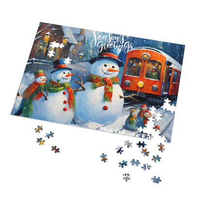 Customizable Jigsaw Puzzle Gift 1000 Pieces: Snowman Adventures | Custom Text with Sizes (110-1000 Pieces) | Challenging Puzzle | Ideal Gift | Educational Family Activity