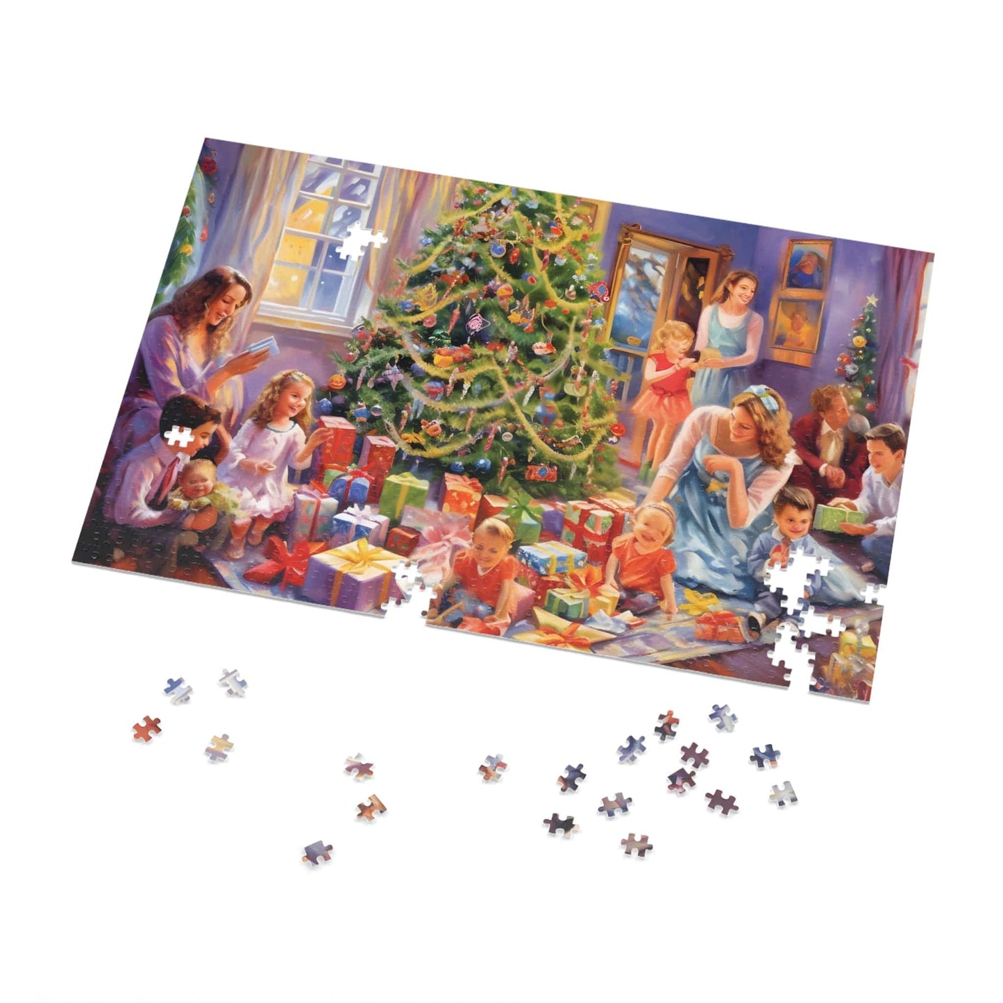 Jigsaw Puzzle Christmas Decorations (1000 Pieces): Family Around Christmas Decorations | Customizable Sizes (110-1000 Pieces) | Challenging Festive Puzzle | Ideal Holiday Gift | Educational Family Activity