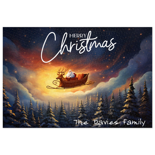 Personalized Jigsaw Puzzle 1000 pieces: Santa's Sleigh | Custom Text with Sizes (110-1000 Pieces) | Challenging Puzzle | Ideal Gift | Educational Family Activity