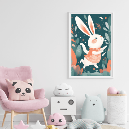 2023 Printable Modern Kids Wall Art Bunny Print Unframed Digital Aesthetic Home Decor Digital Download