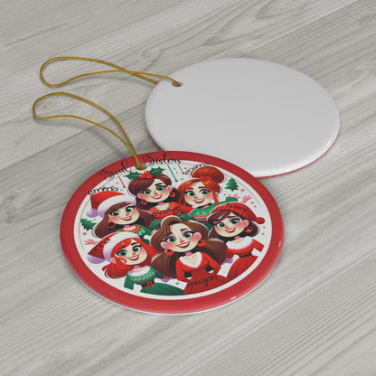 6 Person Christmas Ornament Personalized Soul Sisters 2023 3mm Round Ceramic (Four Shapes) | Group of Six with Names