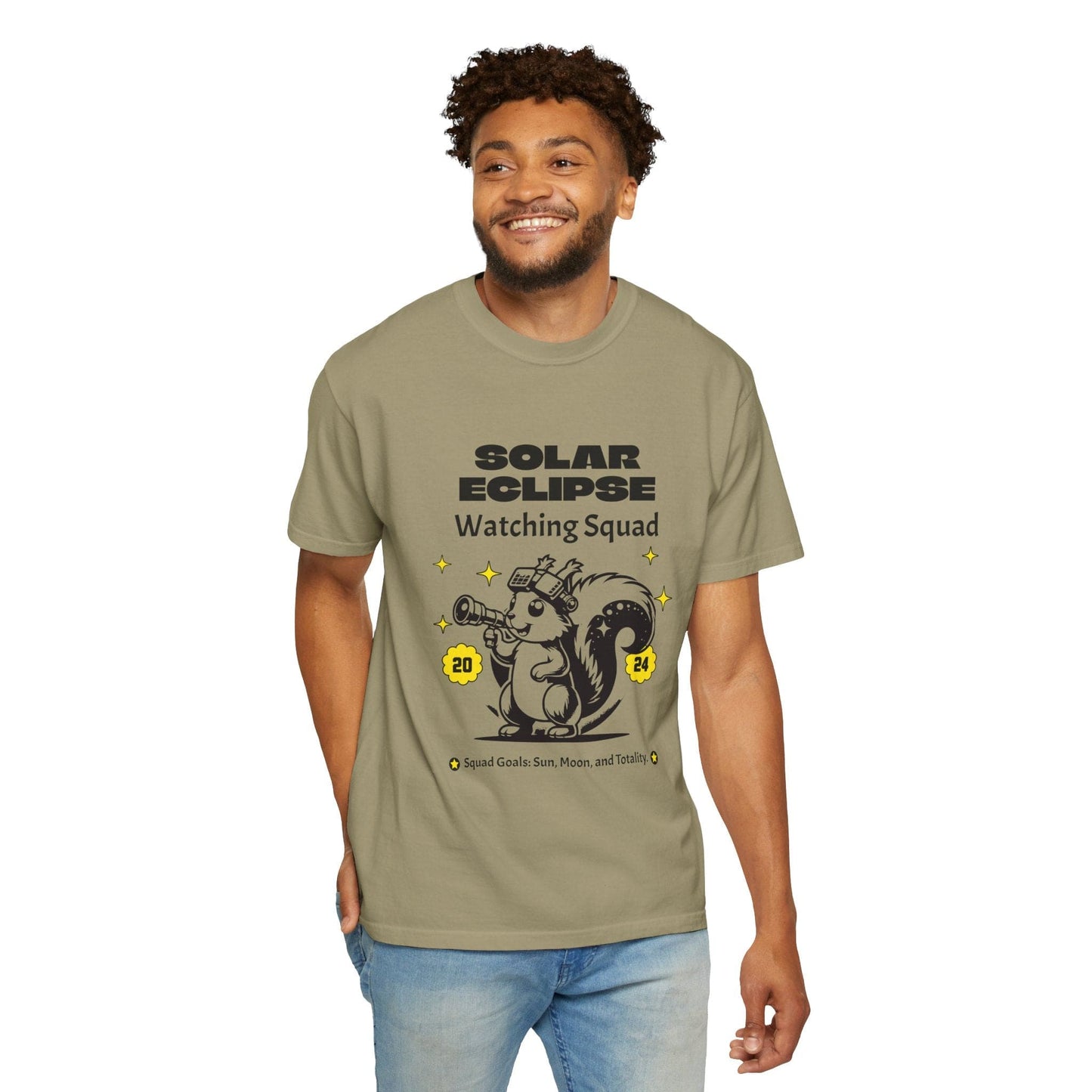 Solar Eclipse Watching Squad 2024 Comfort Colors Tee Adult S-4XL - Ivory/Khaki, April 18 2024 Eclipse Path of Totality Shirt, Solar Eclipse Viewing Tee