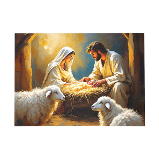 SARSARI The Nativity Puzzle (252, 500 and 1000 pieces) | Oil Painting of Jesus, Mary and Joseph | Holiday Religious Gift for Family