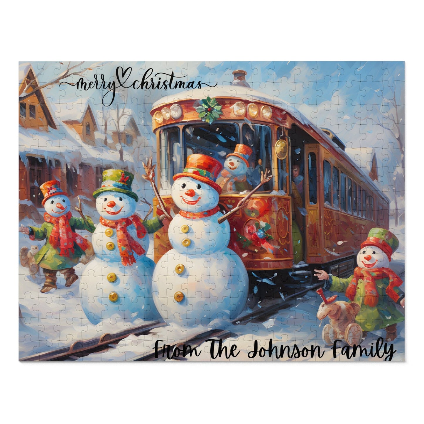 Customized Jigsaw Puzzle Gift 1000 Pieces: Snowman and Friends | Custom Text with Sizes (110-1000 Pieces) | Challenging Puzzle | Ideal Gift | Educational Family Activity