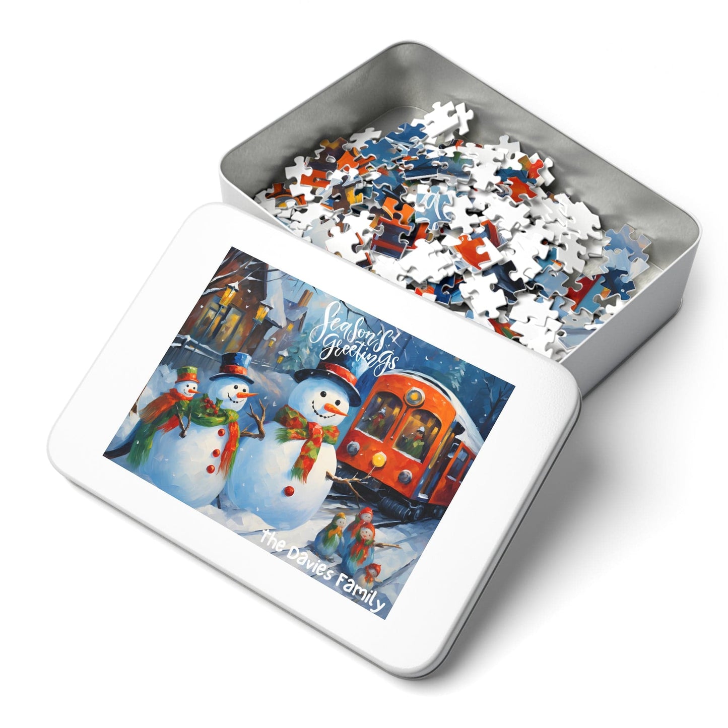 Customizable Jigsaw Puzzle Gift 1000 Pieces: Snowman Adventures | Custom Text with Sizes (110-1000 Pieces) | Challenging Puzzle | Ideal Gift | Educational Family Activity