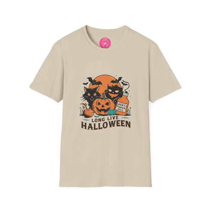 Long Live Halloween Print Round Neck Tee Shirt for Women/Men S-3XL - White/Sand #G6400