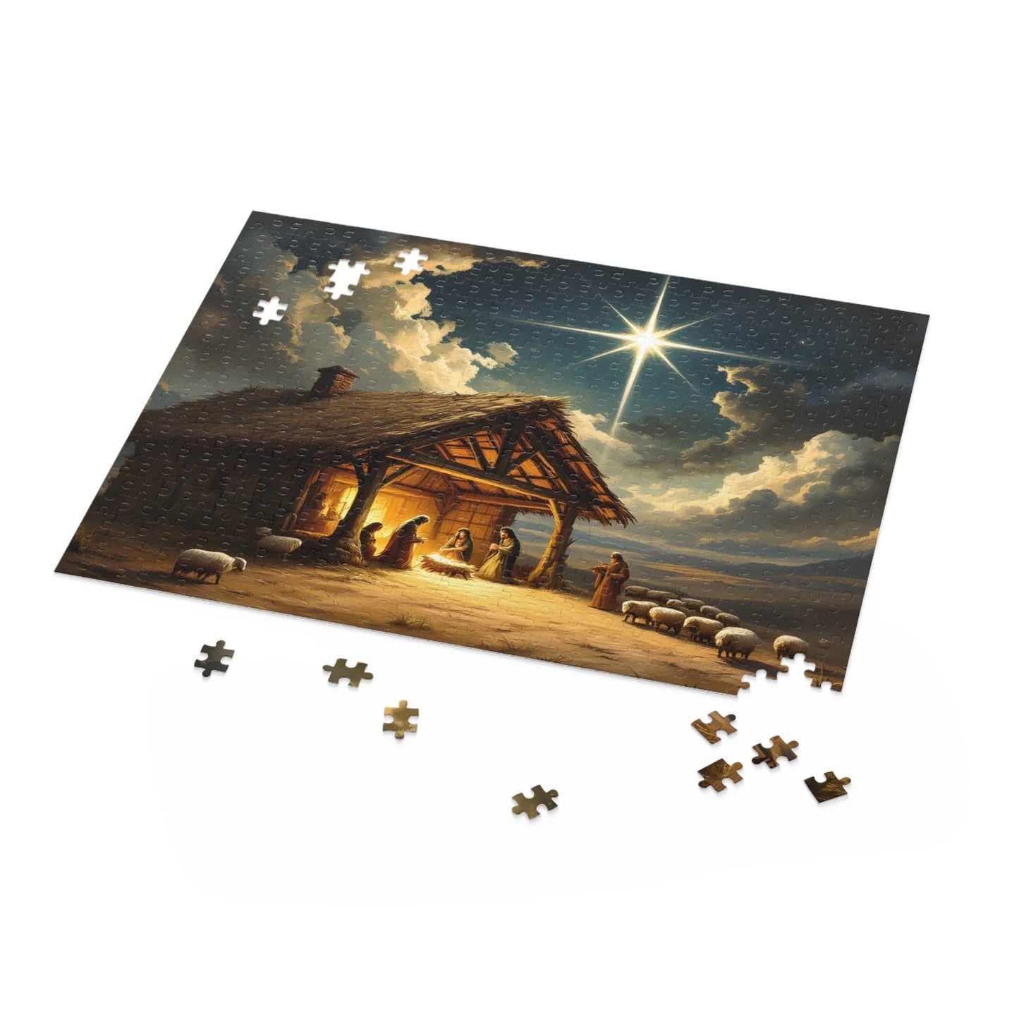 SARSARI Bethlehem Night Light Star of David Jigsaw Puzzle Games (120, 252, 500 pieces) for Adults | Christian Art Jigsaw Gift for Kids | Religious Christmas Activity