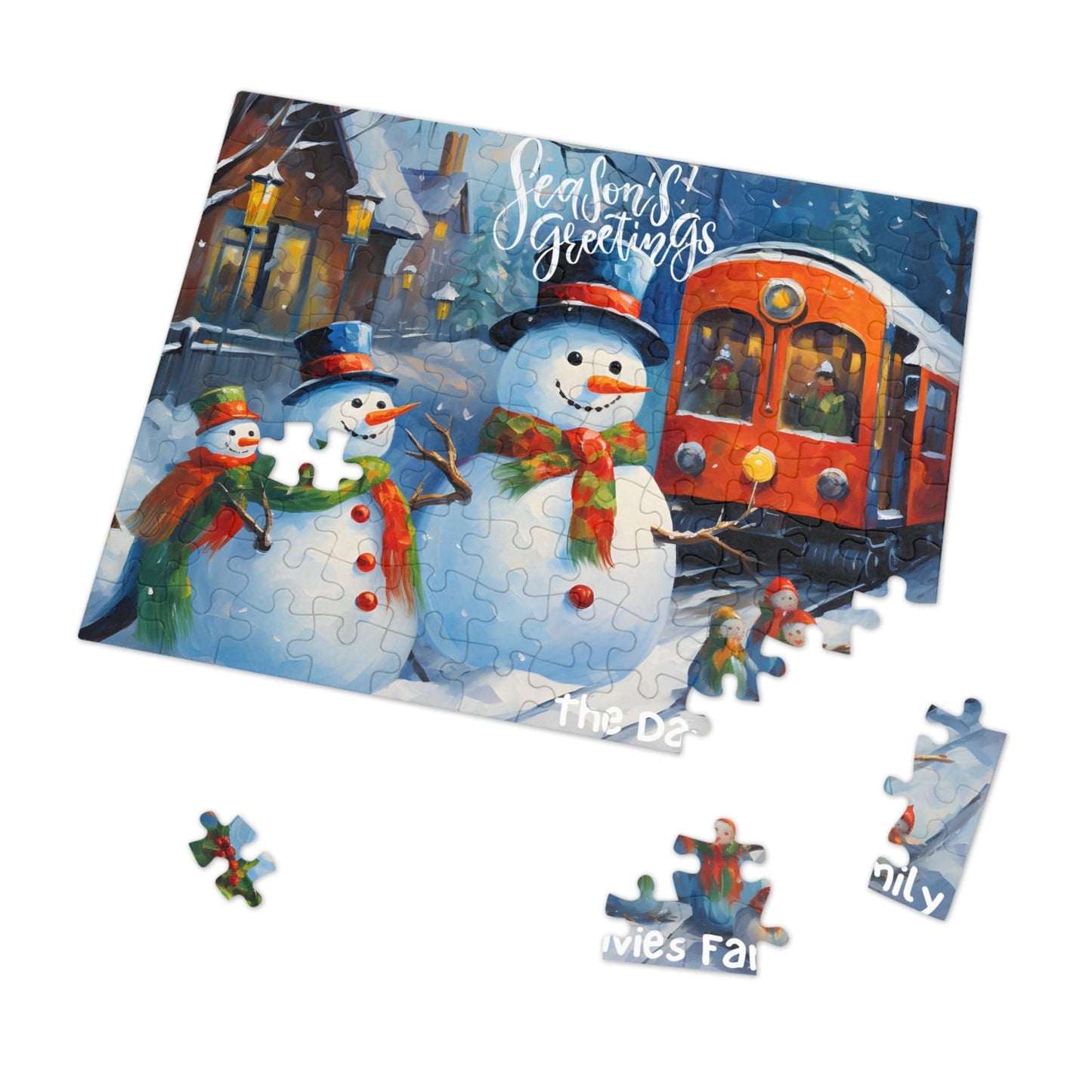 Customizable Jigsaw Puzzle Gift 1000 Pieces: Snowman Adventures | Custom Text with Sizes (110-1000 Pieces) | Challenging Puzzle | Ideal Gift | Educational Family Activity