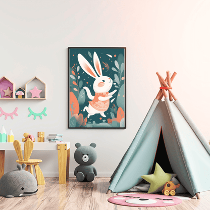 2023 Printable Modern Kids Wall Art Bunny Print Unframed Digital Aesthetic Home Decor Digital Download