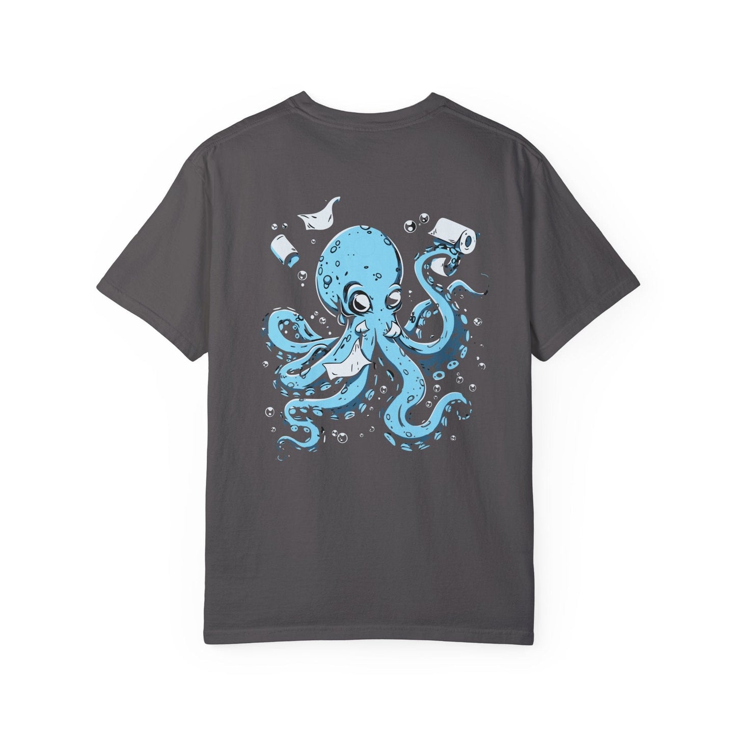 Oversized Octopus with Tissue Paper Graphic Tee Women's - Pepper/Graphite, Gift for Ocean Lover, Sea Life Enthusiast, Marine Life