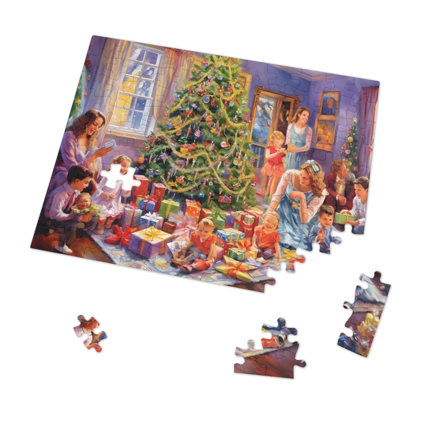 Jigsaw Puzzle Christmas Decorations (1000 Pieces): Family Around Christmas Decorations | Customizable Sizes (110-1000 Pieces) | Challenging Festive Puzzle | Ideal Holiday Gift | Educational Family Activity