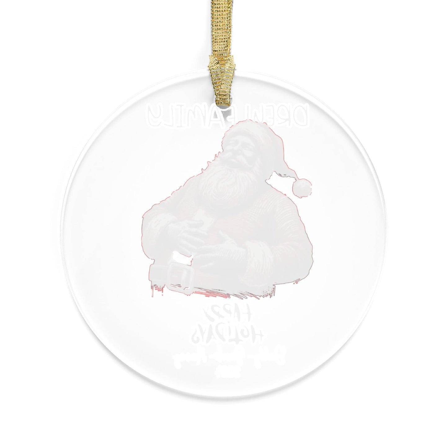 Red White Customized Acrylic Family Tree Ornament with Names for Christmas Featuring Laughing Santa (3.5inch) - Circle Shape | Our First Christmas Gift for Family, Friends, Coworkers, Employees