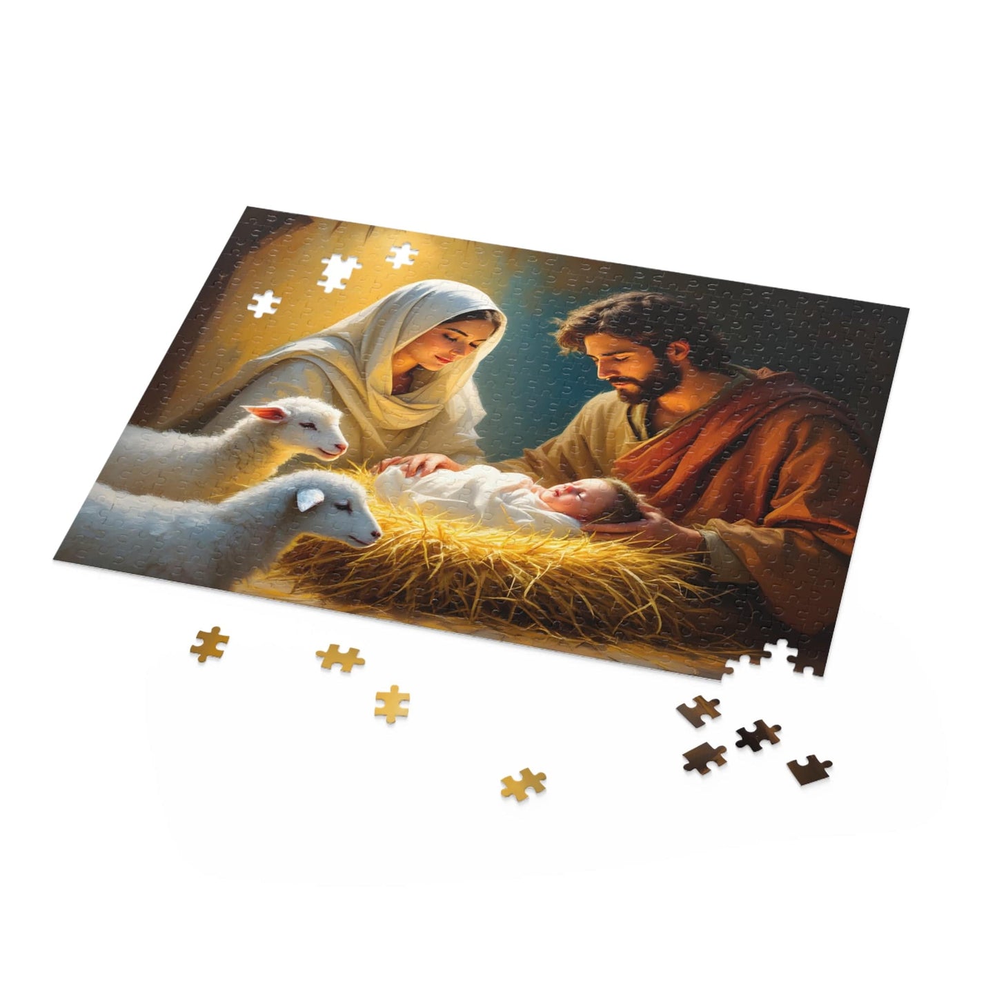 SARSARI Baby Jesus Jigsaw Puzzle (120, 252, 500 pieces) for Kids & Adult | Christmas Art Puzzles Gift | Holiday Religious Gift for Family