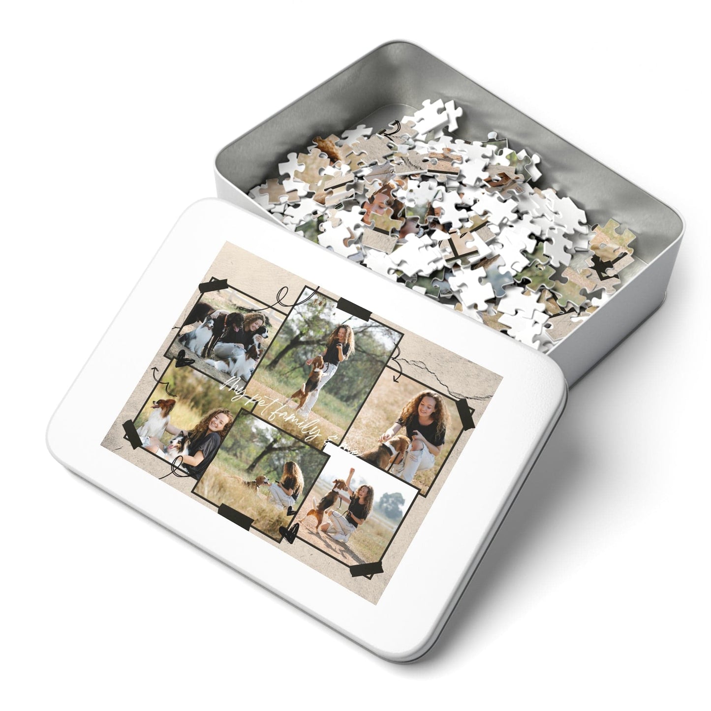 My Pet Family Custom Photo & Text Jigsaw Puzzle 1000/500/252/110 Pieces | Customized Gift for Pet Lovers