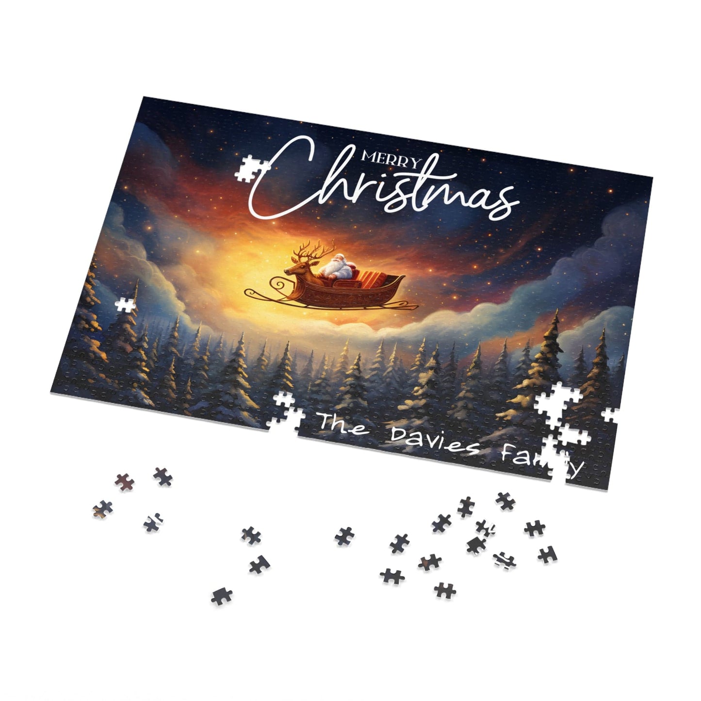 Personalized Jigsaw Puzzle 1000 pieces: Santa's Sleigh | Custom Text with Sizes (110-1000 Pieces) | Challenging Puzzle | Ideal Gift | Educational Family Activity